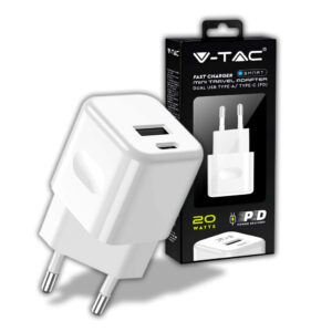 20W Charging Adapter with 1Pd + 1 Qc Port White