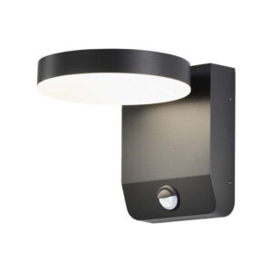 20W LED Wall Light with Sensor 4000K Black Body Round IP65