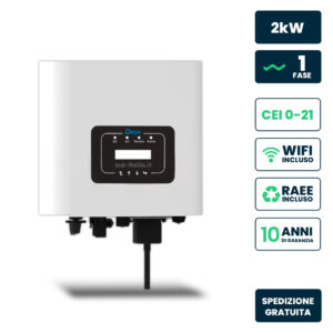 Inverter Fotovoltaico di Rete Monofase Deye 2kW, MPPT*1, CEI 0-21 con Schermo LCD, WIFI, Garanzia 10 Anni IP65