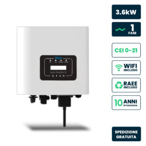 Inverter Fotovoltaico di Rete Monofase Deye 3.6kW, MPPT*1, CEI 0-21 con Schermo LCD, WIFI, Garanzia 10 Anni IP65