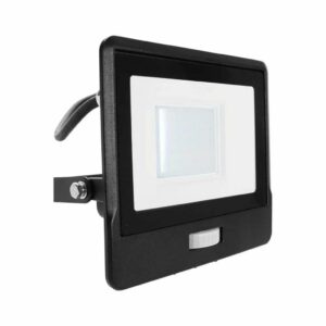 30W LED PIR Sensor Floodlight Samsung Chip Black Body 3000K 1m Cable