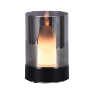 3W LED Candle Table Lamp 3000K Black + Smoky Glass