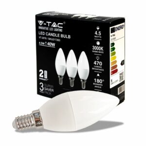 4.5W Plastic Candle Bulb 3000K 3Pcs/Pack E14