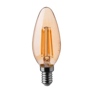 4W Candle Filament Bulb Amber Cover 2200K E14