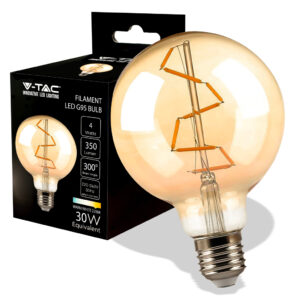 4W G95 LED Filament Bulb Amber Glass 2200K E27