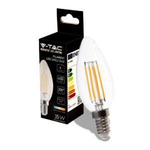 4W LED Candle Filament Bulb 3000K E14