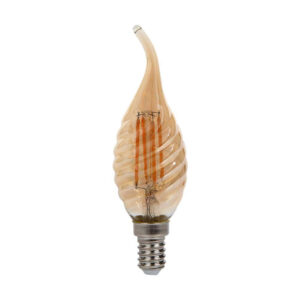 4W Twisted Candle Filament Bulb Amber Cover with Tip 2200K E14