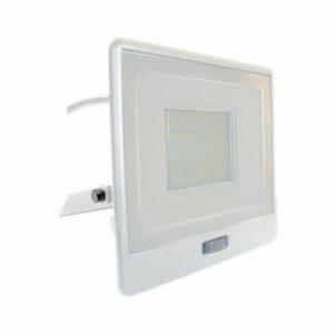 50W LED PIR Sensor Floodlight Samsung Chip White Body 6500K 1m Cable