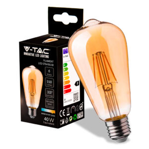 6W LED ST64 Filament Amber Cover Bulb 2200K E27