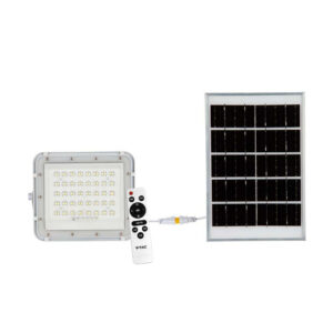 6W LED Solar Floodlight 4000K Replaceable Battery 3m Wire White Body