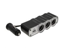 ADATTATORE DA 1 PRESA AUTO A 3 PRESE AUTO FEMMINA PIU USB FEMMINA