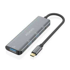 AISENS A109-0762 hub di interfaccia USB 3.2 Gen 1 (3.1 Gen 1) Type-C 5000 Mbit/s Grigio