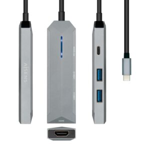 AISENS ASUC-4P002-GR replicatore di porte e docking station per notebook Cablato USB 3.2 Gen 1 (3.1 Gen 1) Type-C Grigio