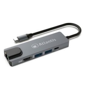 ATLANTIS ADATTATORE DA USB TYPE-C TO RJ45 + HDMI + 2xUSB 3.0 + PD A04-TC_LANHD+PU