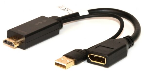 Adattatore Attivo Hdmi Maschio - Displayport 1.2 Femmina Con Connettore Usb 4K Per Pc/Notebook Hdmi A Video Displayport