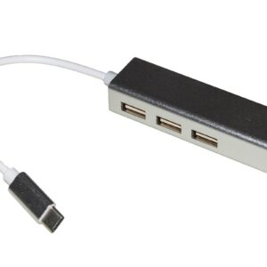 Adattatore Usb Tipo C Maschio Con Presa Rete Rj45 10/100 + Hub 3 Porte Usb 2.0