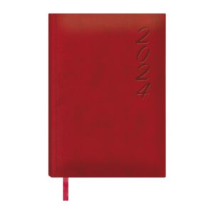 Agenda annuale Dohe Brasilia - Pagina giornaliera - Copertina in similpelle - Carta rilegata - Sabato e domenica stessa pagina - Dimensioni 15x21 cm - Colore rosso