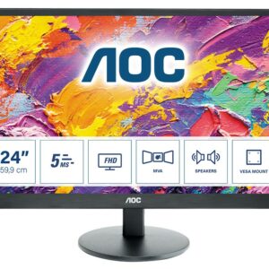 Aoc Monitor 23,6, Led Mva 16:9 Fhd 5Ms 250Cdm, D-Sub/Hdmi, Multimediale