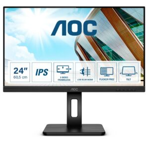 Aoc Monitor 23,8 Led Ips 16:9 Fhd 4Ms 250 Cdm, Pivot, Vga/Dvi/Dp/Hdmi, Multimediale