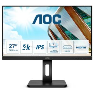 Aoc Monitor 27 Led Ips 4K Uhd 16:9 350 Cdm, Dp/Hdmi, Pivot, Multimediale