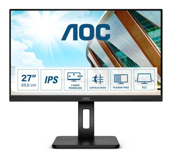 Aoc Monitor 27 Led Ips Fhd 16:9 250 Cdm, Dvi/Hdmi, Usb-C, Multimediale