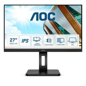 Aoc Monitor 27 Led Ips Qhd 16:9 4Ms 300 Cdm, Pivot, Vga/Dp/Hdmi, Multimediale