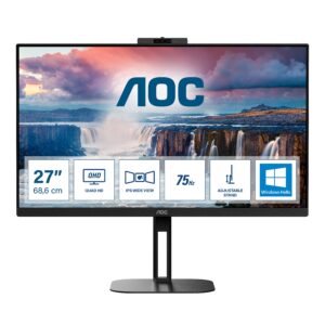 Aoc Monitor 27 Led Ips Qhd 16:9 5Ms 300 Cdm, Altezza, Webcam, Usb-C, Dp/Hdmi, Multimediale