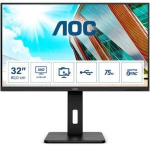 Aoc Monitor 31,5 Led Va Uhd 16:9 4Ms 350 Cdm, Pivot, Dp/Hdmi, Multimediale