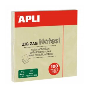 Apli Classic Blocco da 100 Note Adesive Zigzag 75 x 75 mm - Colore Giallo