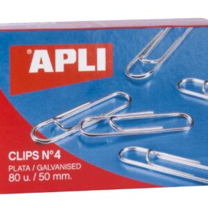 Apli Clips Wire Nº 4 - 50mm - Finitura galvanizzata argento - 80 unità per scatola - Organizza i tuoi documenti