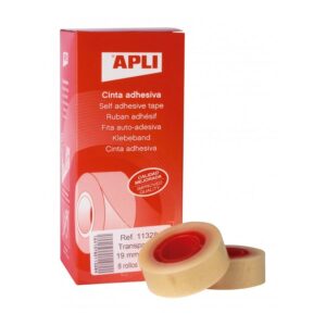 Apli Confezione da 8 Nastri Adesivi Trasparenti 19 mm x 33 m