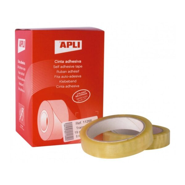 Apli Confezione da 8 Nastri Adesivi Trasparenti 19 mm x 66 m