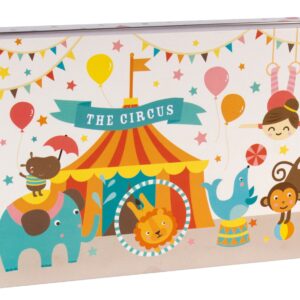 Apli Puzzle per Bambini a Tema Circo - 24 Pezzi da 8x8 cm - Design Esclusivo Lily Lane - Facile da Maneggiare per i Bambini - Cartone da 2 mm con Finitura Lucida - Scatola Rettangolare in Metallo