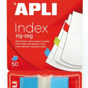 Apli Zigzag Film Indici Adesivi 45x25mm Dispenser da 50 - Facile da Applicare - Design a Zigzag - Adesivo di Qualità - Blu