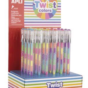 Apli espositore Gel Pen Twist Colors - 0,8 mm - Inchiostro che cambia colore - Finitura fluorescente - 24 unità - Asciugatura rapida e lunga durata