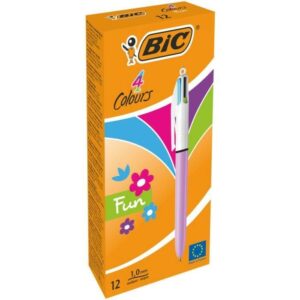 BIC 503815 penna a sfera Verde, Rosa, Porpora, Turchese Penna a sfera retrattile a clip 12 pz