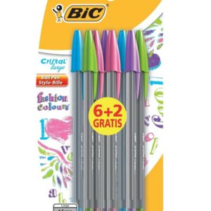 BIC Cristal Large Fashion Colours Blu, Verde, Rosa, Porpora Penna a sfera 8 pz