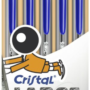 BIC Cristal Large, Penne blu a sfera (punta 1.6mm), confezione da 5 pezzi