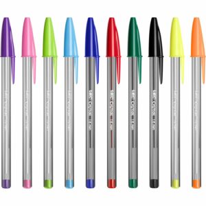 BIC Cristal Nero, Blu, Verde, Azzurro, Verde chiaro, Arancione, Rosa, Porpora, Rosso, Turchese Penna a sfera 10 pz