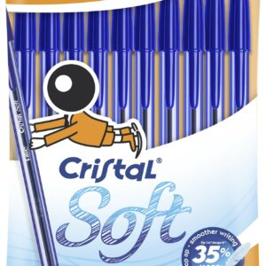 BIC Cristal Soft, Penne Blu a Sfera (Punta Media 1.2mm), Confezione da 10