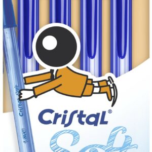 BIC Cristal Soft, Penne Blu a Sfera (Punta Media 1.2mm), Confezione da 4