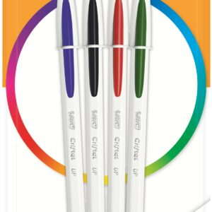 BIC Cristal Up, Penne a Sfera in Colori Assortiti (Punta 1.2mm), Confezione da 4