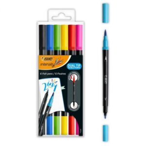 BIC Intensity Dual Tip marcatore Nero, Blu, Verde, Porpora, Rosso, Giallo 6 pz