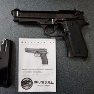 BRUNI PISTOLA A SALVE SCACCIACANI MODELLO BERETTA 92 FULL METAL COLORE NERO CALIBRO 8MM BR-1300