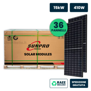 Bancale 15kW (14.76kW) con 36 Pannelli Fotovoltaici 410W TIER 1 Classe 1 Black Frame 1724*1134*30mm (SKU 11916)