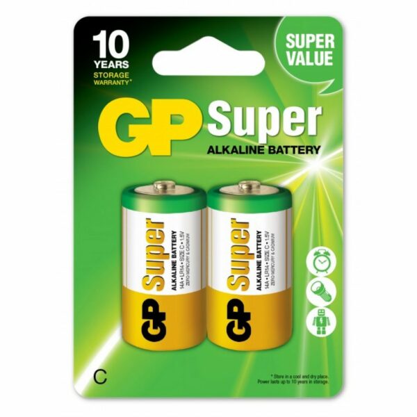 Batteria Super Alcalina 1,5V Mezza Torcia C / 14A-U2 / LR14 (Blister 2 Pezzi)