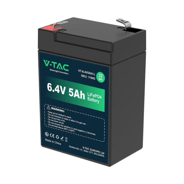 Batteria al Litio 6.4V 5Ah per Allarmi, Videosorveglianza, UPS Terminali T2 70*47*99mm IP55