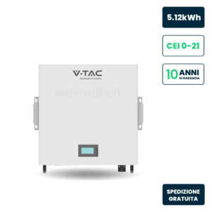 Batteria di Accumulo 5.12kWh LiFePO4 BMS Integrato per Inverter Fotovoltaici CEI 0-21 51.2V 100Ah Garanzia 10 Anni