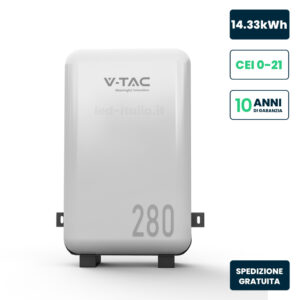 Batteria di Accumulo LiFePO4 14.33kWh BMS Integrato per Inverter Fotovoltaici CEI 0-21 51.2V 280Ah IP65 Garanzia 10 Anni