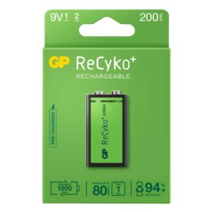 Batteria ricaricabile GP ReCyko 200mAh 9V - Pre-caricata - Ciclo di vita: fino a 1000 volte